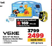Vgke Kids 10" 4G Watch Earphone Bundle (Blue)-On 1GB Data Price Plan