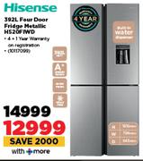 Hisense 392L Four Door Fridge Metallic H520FIWD