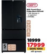 Defy 492Ltr French Door Fridge Black DFF440