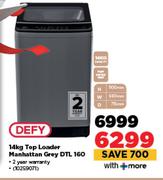 Defy 14Kg Top Loader Washing Machine  Manhattana Grey DTL 160