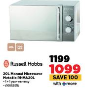 Russell Hobbs 20Ltr Manual Microwave Metallic RHMA20L