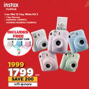 Instax Fujifilm Cam Mini 12 Clay White Kit 3-Each