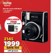 Instax Fujifilm Mini 40 Camera Kit 3 Black-Each