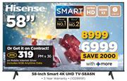 Hisense 58" Smart 4K UHD TV 58A6N-On Mobile Internet Silver