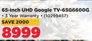 Skyworth 65-Inch UHD Google TV-65G6600G
