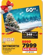 Skyworth 60-Inch UHD Google TV-60G6500G