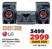 LG 2.0 Channel Mini HiFi System CK43