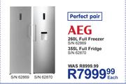 AEG 260 Full Freezer S/N 62869 Or AEG 355Ltr Full Fridge S/N 62870-Each