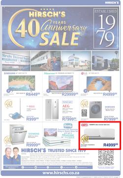 Hirsch's : 40 Year Anniversary Sale (22 Feb - 3 March 2019), page 1
