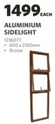 Aluminium Sidelight 600 x 2100mm-Each