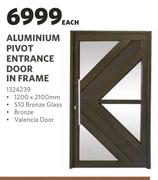 Aluminium Pivot Entrance Door In Frame 1200 x 2100mm-Each