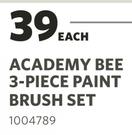 Academy Bee 3 Piece Paint Brush Set-Each