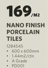 Nano Finish Porcelain Tiles 1284545 600 x 600mm-=============================================Per Sqm