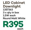 LED Cabinet Downlight Round Matt White 1.5W-Each