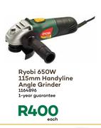 Ryobi 650W 115mm Handyline Angle Grinder-Each