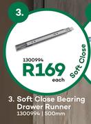 Soft Close Bearing Drawer Runner 500mm-Each