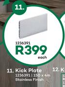 Kick Plate Stainless Finish 150 x 4m-Each
