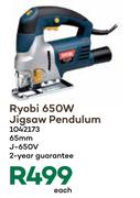 Ryobi 650W 65mm Jigsaw Pendulum J-650V-Each