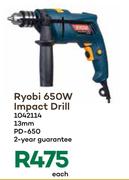 Ryobi 650W Impact Drill 13mm PD-650-Each