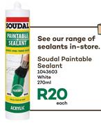 Soudal Paintable Sealant White-270ml Each