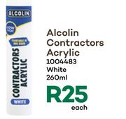 Alcolin Contractors Acrylic White-260ml Each