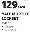 Yale Mortice Lockset 2 Lever-Each