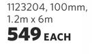 Isotherm Insulation 100mm-1.2m x 6m Each