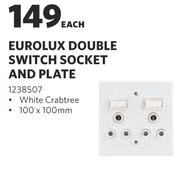Eurolux Double Switch Socket & Plate-Each