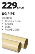 UG Pipe-110mm x 6.0m Each