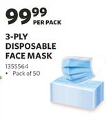 3 Ply Disposable Face Mask-Each