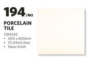 Porcelain Tile-600 x 600mm Each