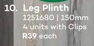 Leg Plinth 150mm 1251680-Each