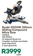 Ryobi 2000W 255mm Sliding Compound Mitre Saw MS 255SCL