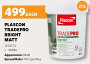 Plascon Tradepro Bright Matt White-20L Each