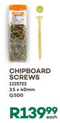 ChipBoard Screws 3.5 x 40mm (1225722)-For 500 Pack Each
