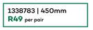 Drawer Runner 450mm Ball Bearing 1338783-Per Pair