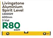 Livingstone Aluminium Spirit Level 600mm 3 Vial 1302029-Each