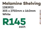 Melamine Shelving White 1283923-305 x 2750mm x 16.0mm Each