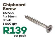 Chipboard Screw 4 x 16mm Small 1000 Qty 1227202-Each