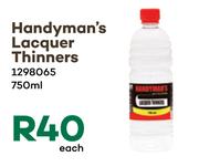 Handyman's Lacquer Thinners 1298065-750ml Each
