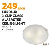 Eurolux 3 Clip Glass Alabaster Ceiling Light 300mm 1293078-Each
