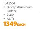 Afriladder 8 Step Aluminium Ladder 2.4m 1342551-Each