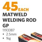 Matweld Welding Rod GP 2.5mm, 1Kg 1193387-Each