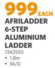 Afriladder 6 Step Aluminium Ladder 1.8m 1342550-Each
