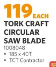 Tork Craft Circular Saw Blade 1008048-185 x 40T Each