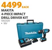 Makita 4 Piece Impact Drill Driver Kit 1302320-Each