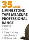 Livingstone Tape Measure Professional Range 1007130-Each