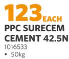 Super Build PPC Surecem Cement 42.5N 1016533-50Kg-Each