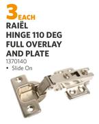 Raiel Hinge 110 Deg Full Overlay And Plate 1370140-Each