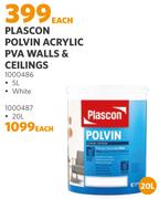 Plascon Polvin Acrylic PVA Walls & Ceilings 1000487-20Ltr